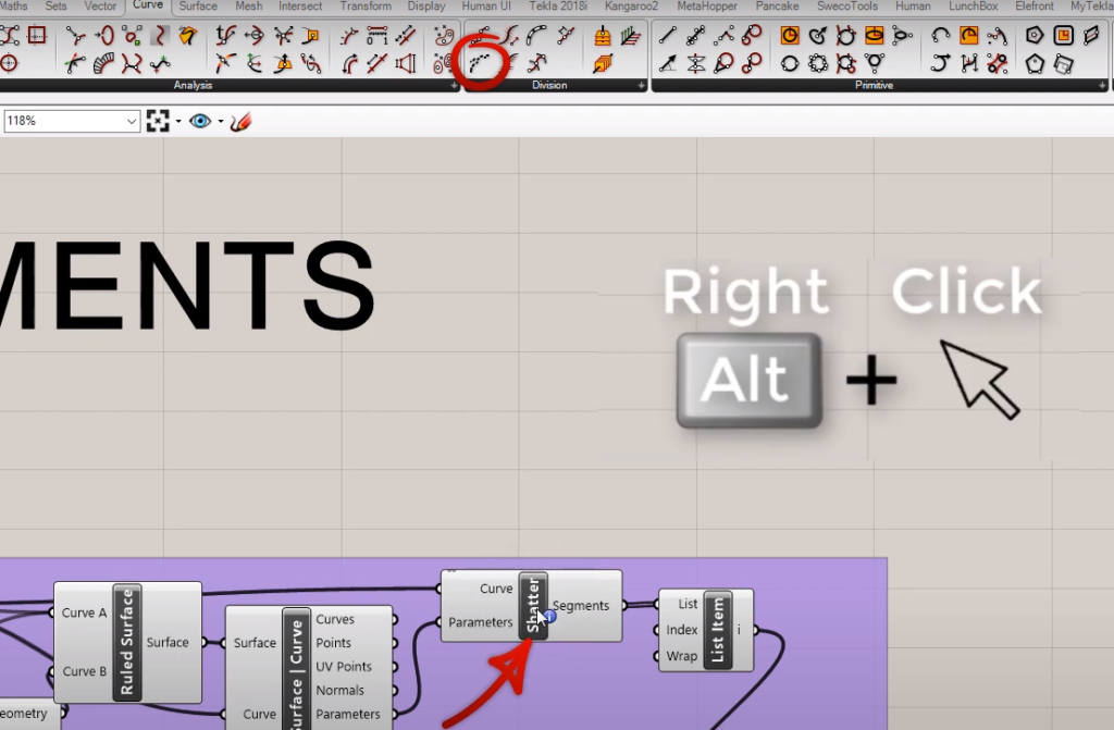 Show component Grasshopper Shortcut