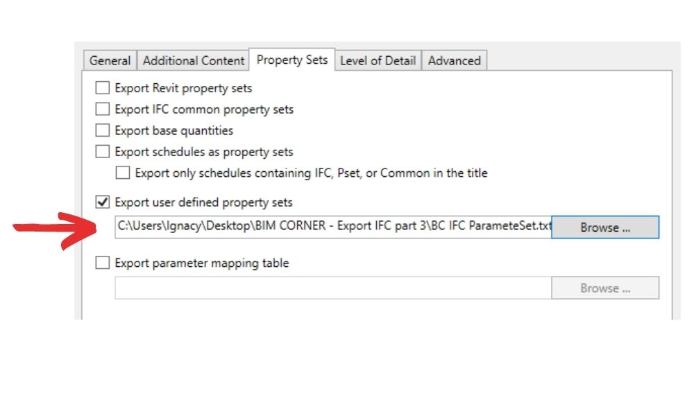 IFC exporter user defined setting