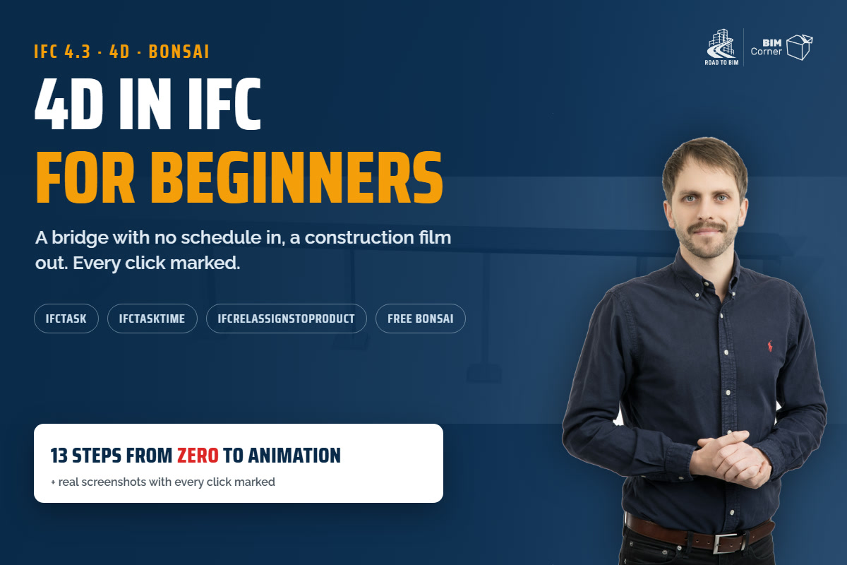 Cover: 4D in IFC for Beginners - 13 steps from zero to animation, with Marcin Pszczolka
