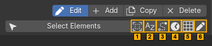 Task tool row icons: auto-select, reorder, sequence, clock, calendar, pencil